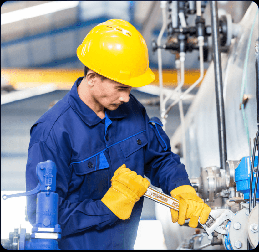 Technician performing service